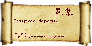 Petyerec Nepomuk névjegykártya
